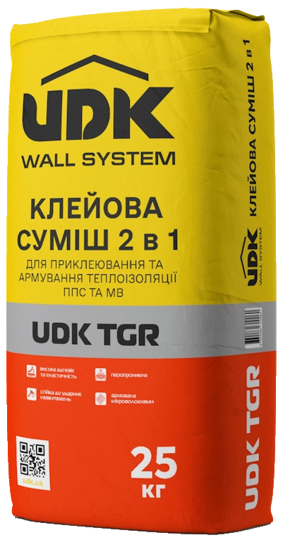 Клей для приклеивания и армирования теплоизоляции ППС и МВ UKD TGR, 25 кг