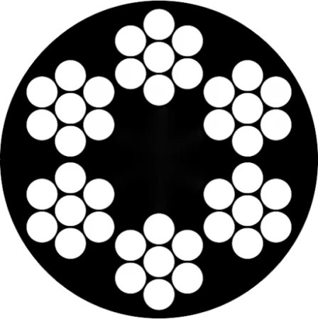 Трос стальной EN 12385-4 (DIN 3055 FE, ГОСТ 3069-80), 6x7-FC, ПВХ
