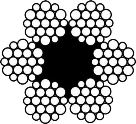 Трос стальной EN 12385-4 (DIN 3059 FE, ГОСТ 2688-80), 6x19W-FC