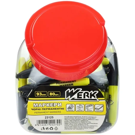 Маркер перманентный Werk черный 93 мм 80 шт 23125