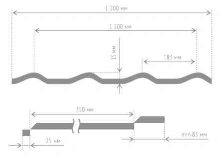 Металлочерепица Эффект 1200/1100 мм Металлочерепица Эффект 1200/1100 мм