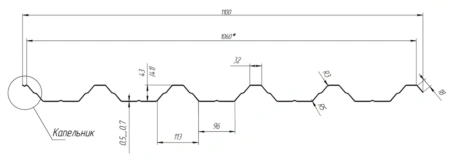 Профнастил НС-44 1100/1060 мм