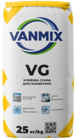 Клей для газобетона VANMIX VG 25 кг