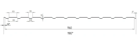 Профнастил ПС-10 1180/1160 мм