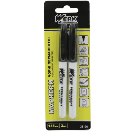 Маркер перманентный Werk черный 135 мм 2 шт 23126