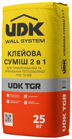 Клей для приклеивания и армирования теплоизоляции ППС и МВ UKD TGR, 25 кг